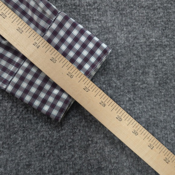 Mizzen Main Shirt Mens Extra Large Trim Fit Red Gingham Leeward Performance Prep - Picture 10 of 10